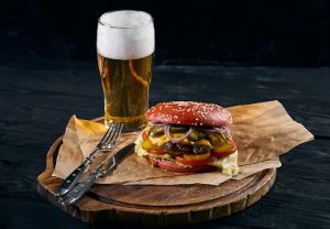 Burger and beer.